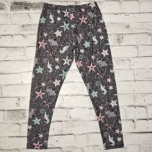 SweetLegs Sea Life Print Leggings Black Pink Stretchy Small